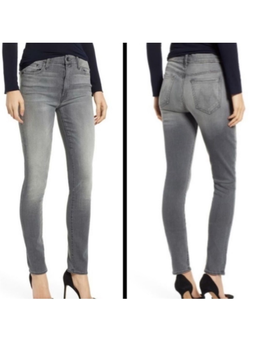 Mother Denim The Looker Ghostcats II Skinny Low Rise Grey Wash Jeans Size 27